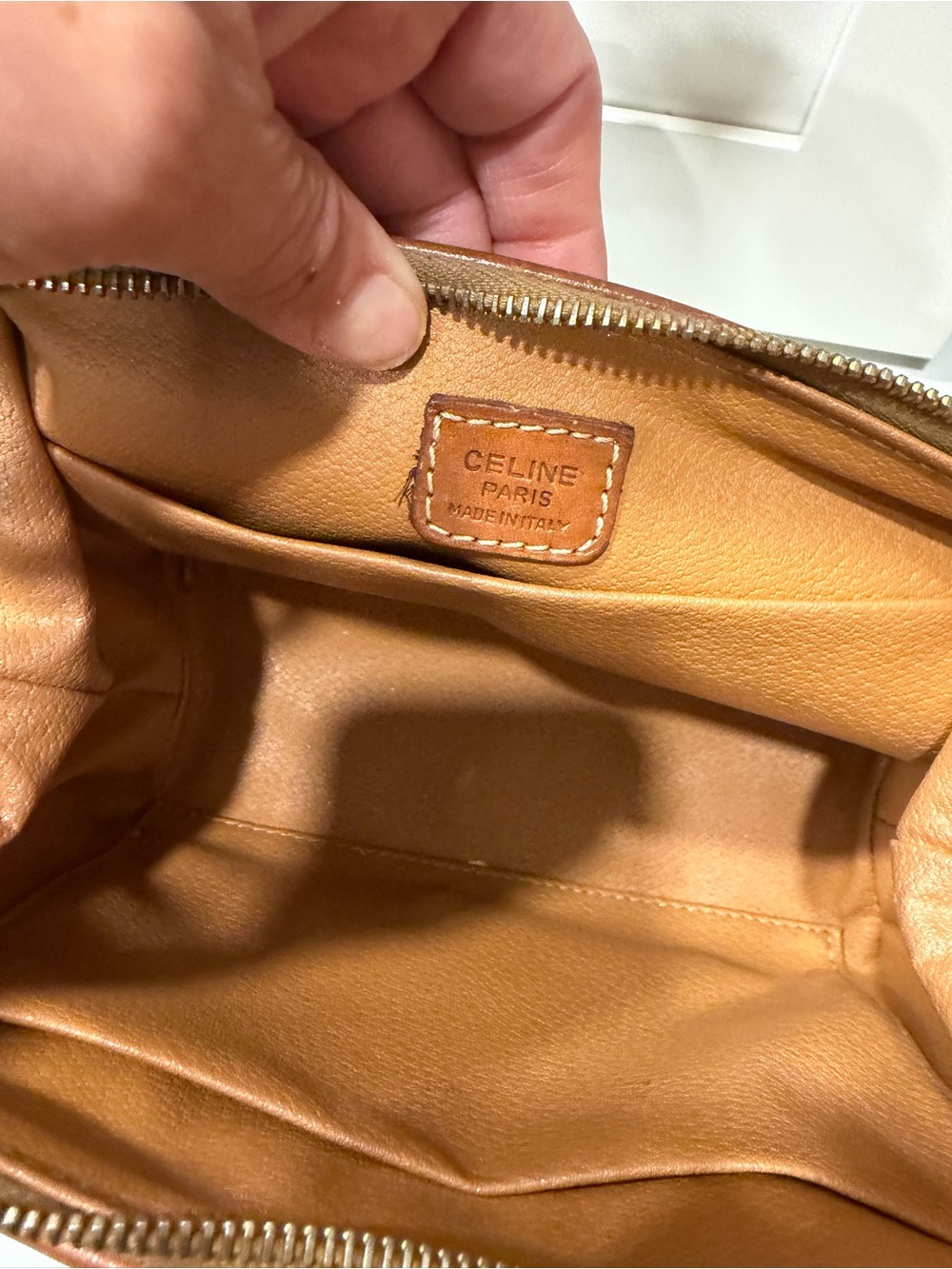 Celine Women’s Brown Monogram Toiletry Pouch with Tan Trim - Picture 4 of 10